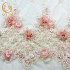 Bunga Buatan Tangan Murni Blush Pink Lace Fabric MDX Lebar 135cm Bordir