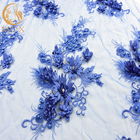 MDX Royal Blue Lace Fabric / Beaded Bridal Lace Desain Rumit